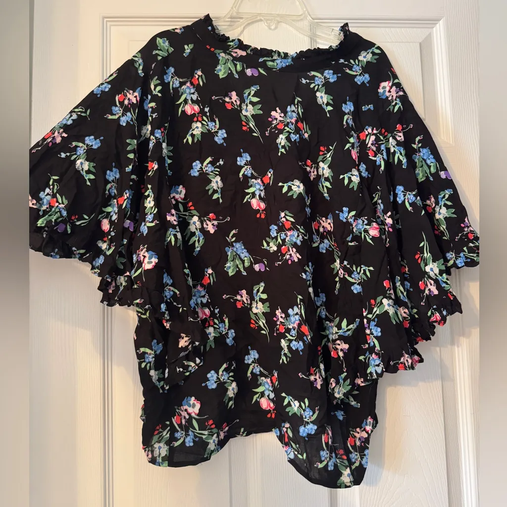 Anthropologie Black Floral Blouse - Image 2