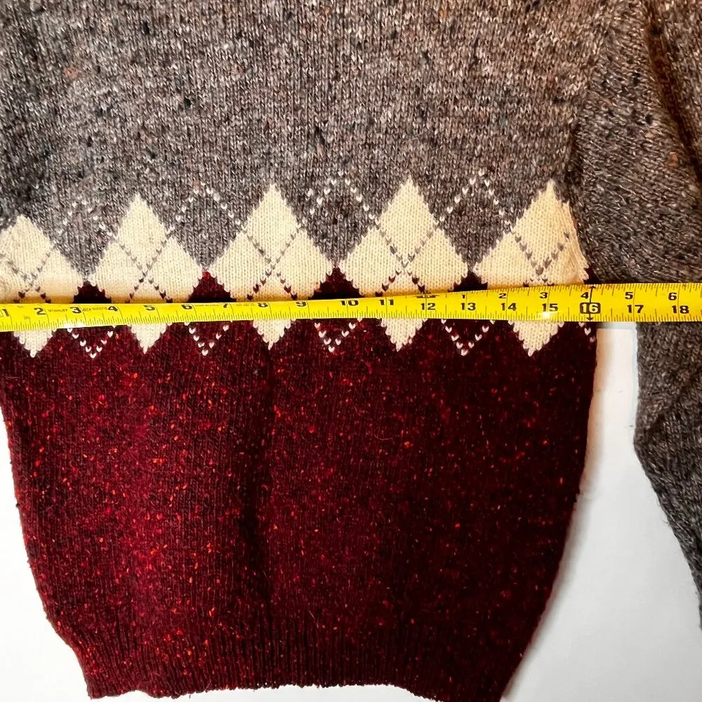 VTG Liz Claiborne Turtleneck Sweater Argyle Cozy Retro Chunky Y2K 80s Preppy M - Image 5