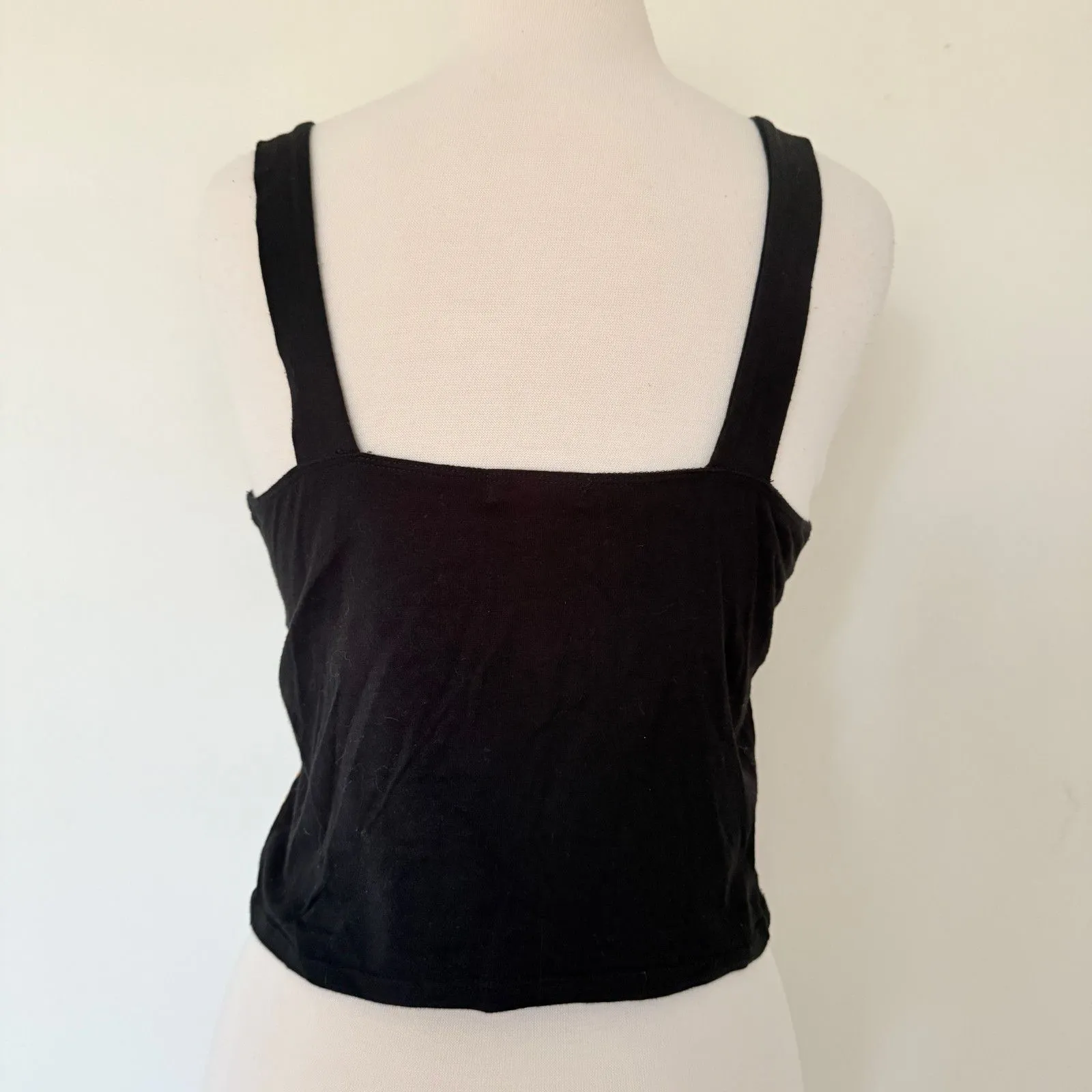 Bongo Vintage Y2K Black Cotton Spandex Studded Edgy Streetwear Crop Top Sz L - Image 3
