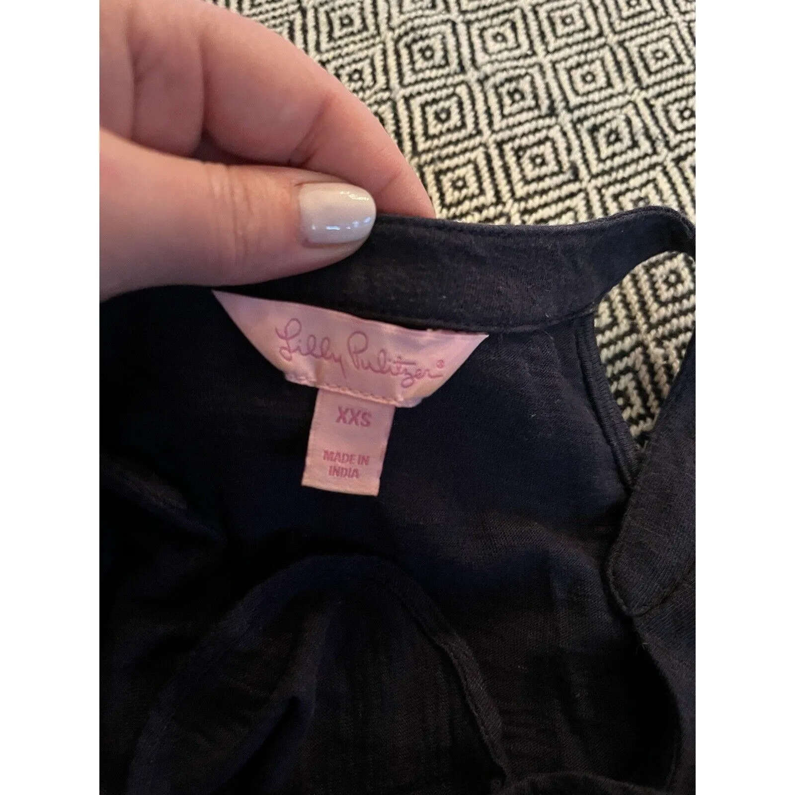 Lilly Pulitzer Dress Womens XXS Casual Navy Blue Modal Cotton Ruffle Neckline - Image 5