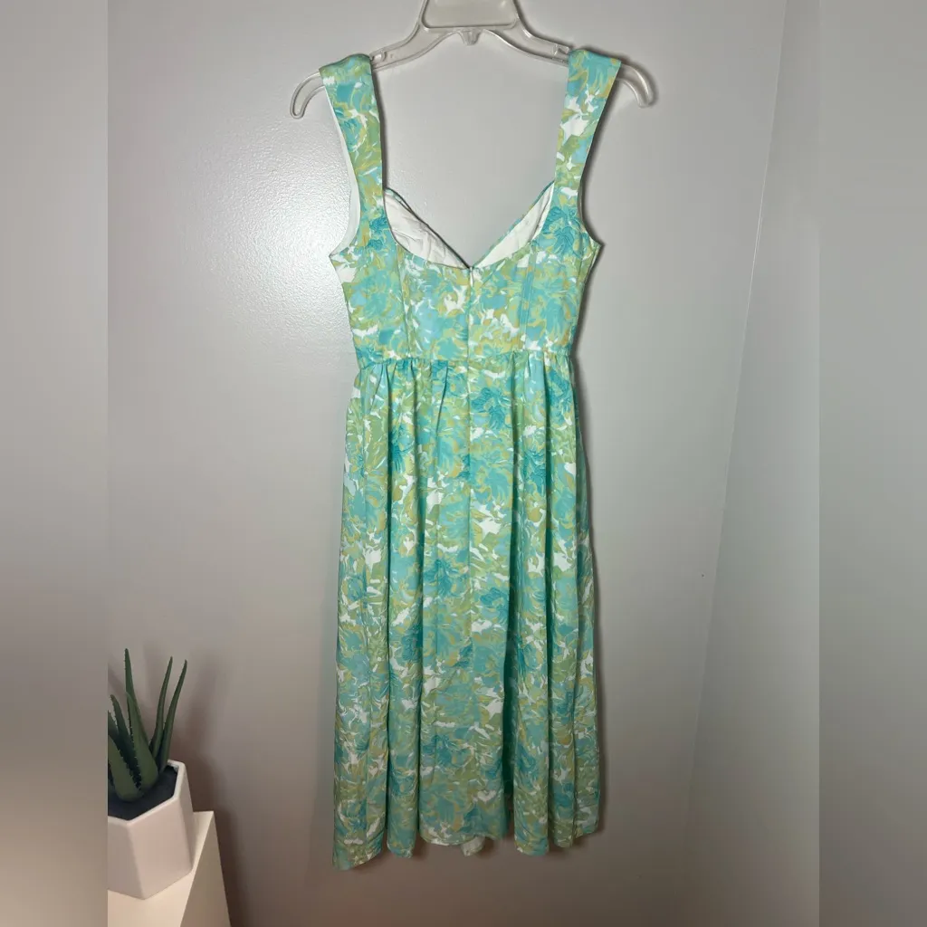 Hello Molly It Was A Dream Sweetheart Corset Floral Watercolor Midi Dress Size 2 - Image 8