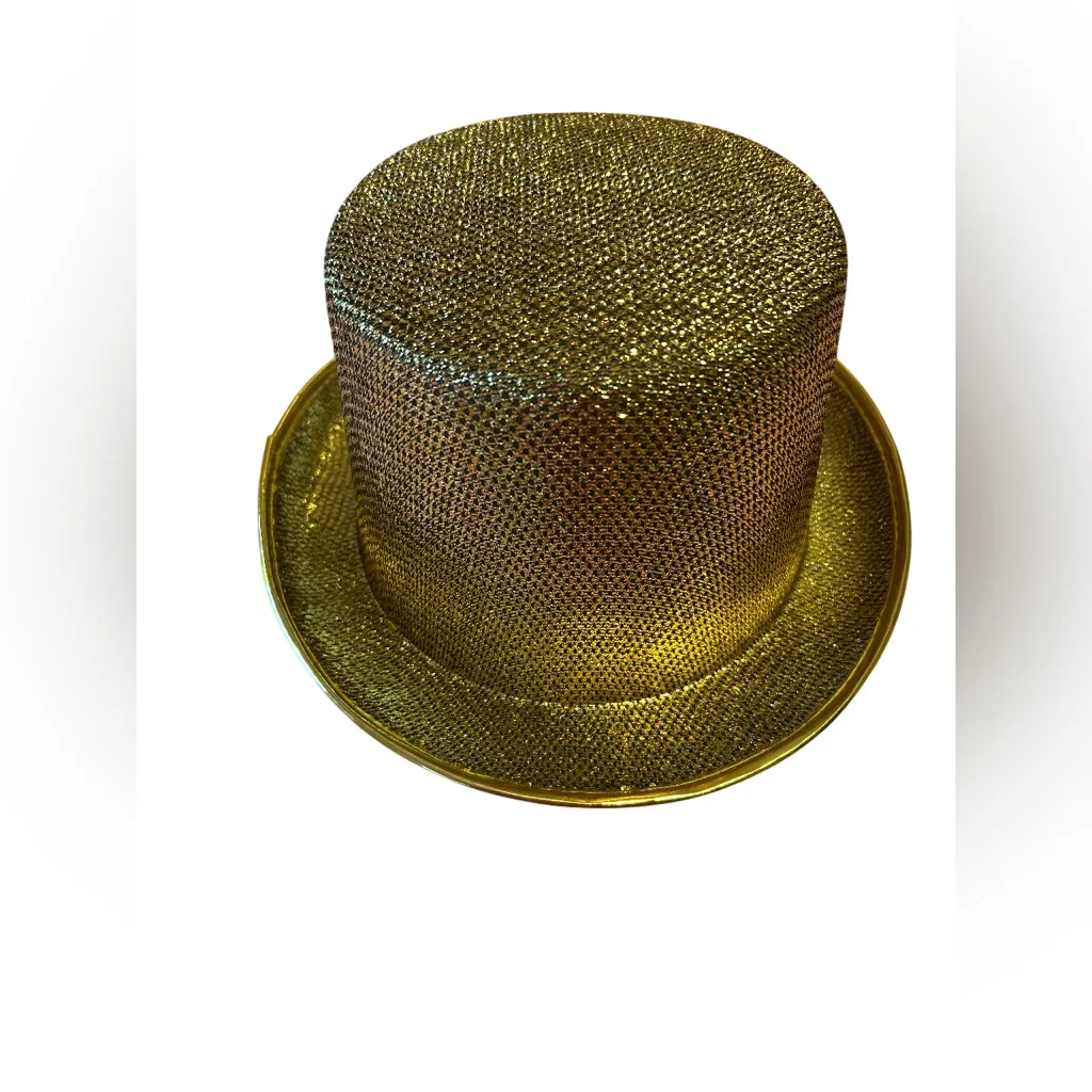 New Gold Glitter Top Hat Party Costume Accessory Ringmaster - Image 2