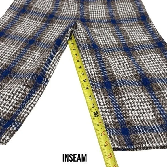 En Saison Blue and Brown Check Crop Pants Old Money Chic Academia Size S - Image 10