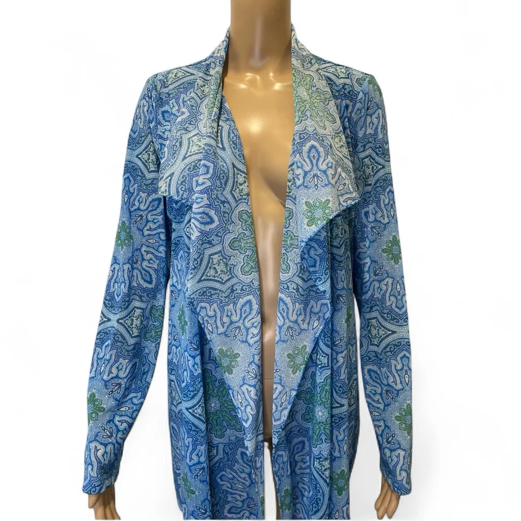J.McLaughlin Balboa Knit Mesh Drape Blue Paisley Women's size XL - Image 4