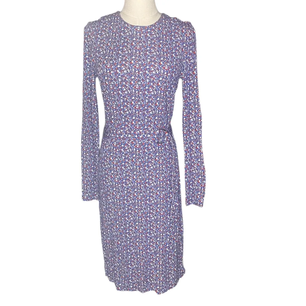 Tory Burch Blue & Red Floral Long Sleeve Sheath Dress S/P - Image 5