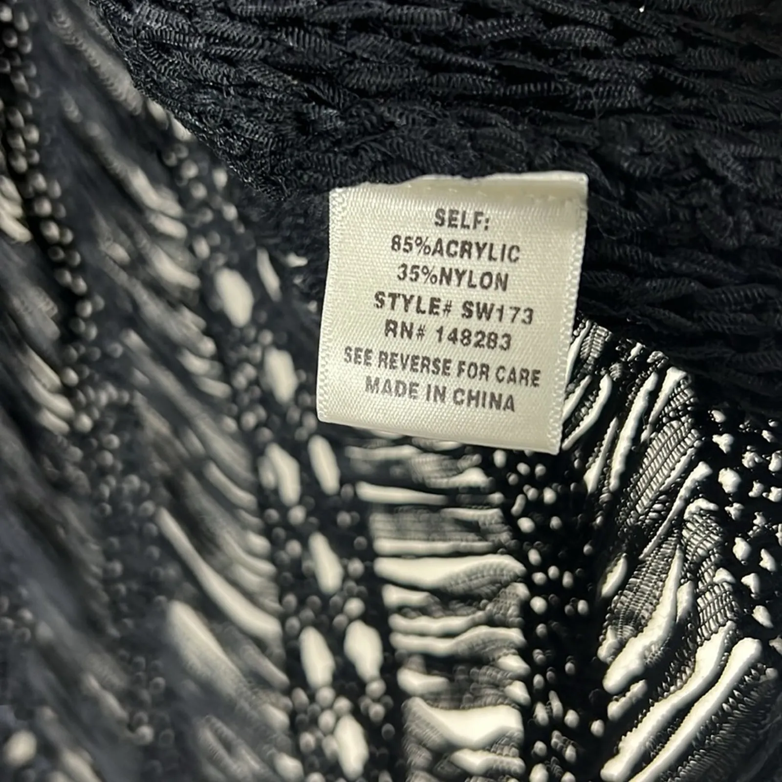 Hers and Mine Knit Poncho Sweater Womens M/L Black Fringe Boho Festival Witchy - Image 6