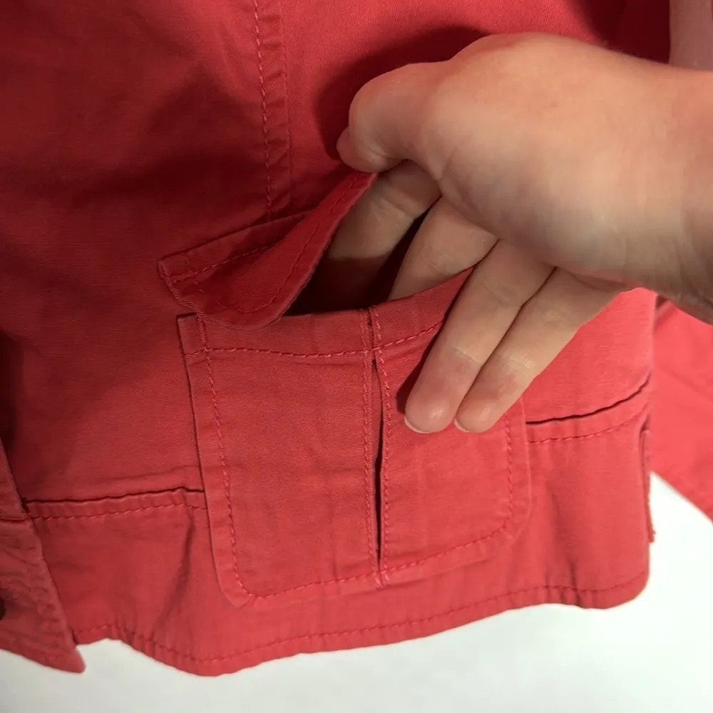 Nic + Zoe coral utility two chunky button flap pocket cotton blend blazer size L - Image 7