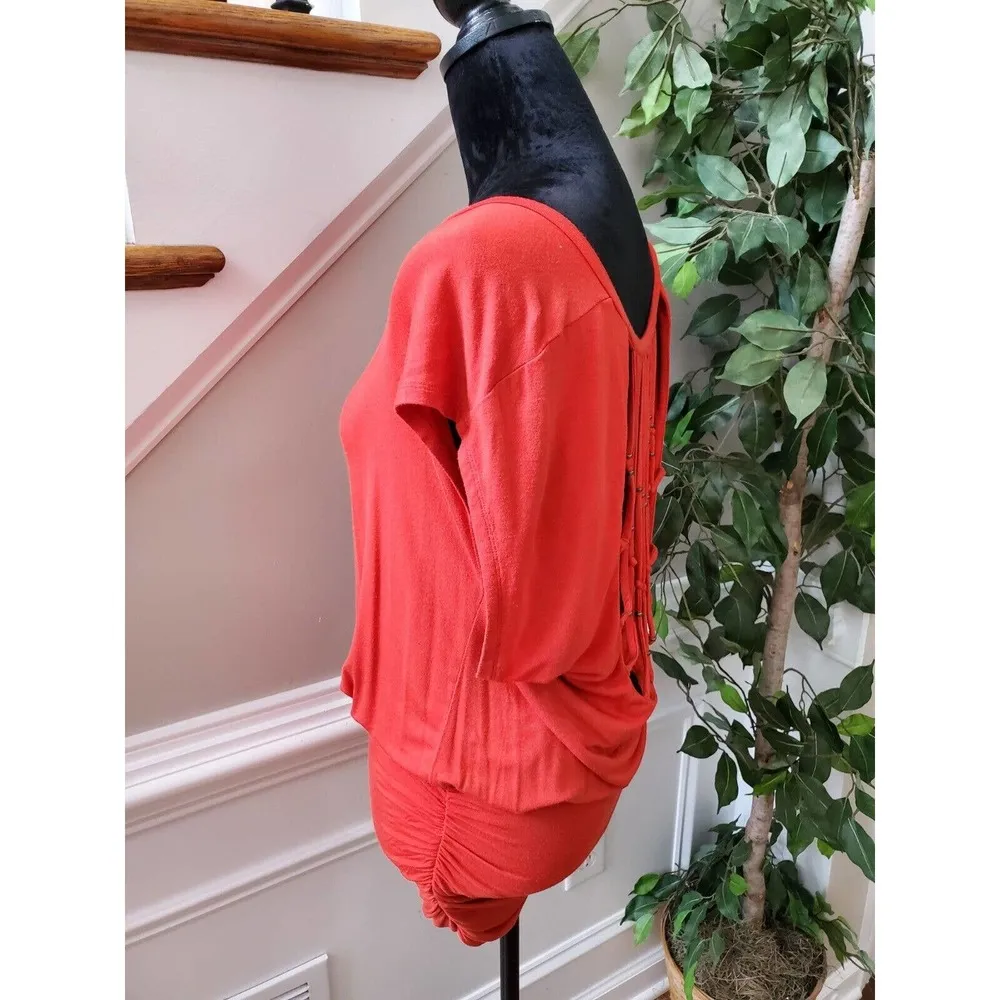 Bebe Woman's Solid Red Rayon Round Neck Sleeveless Pullover Top Shirt Size XS - Image 6