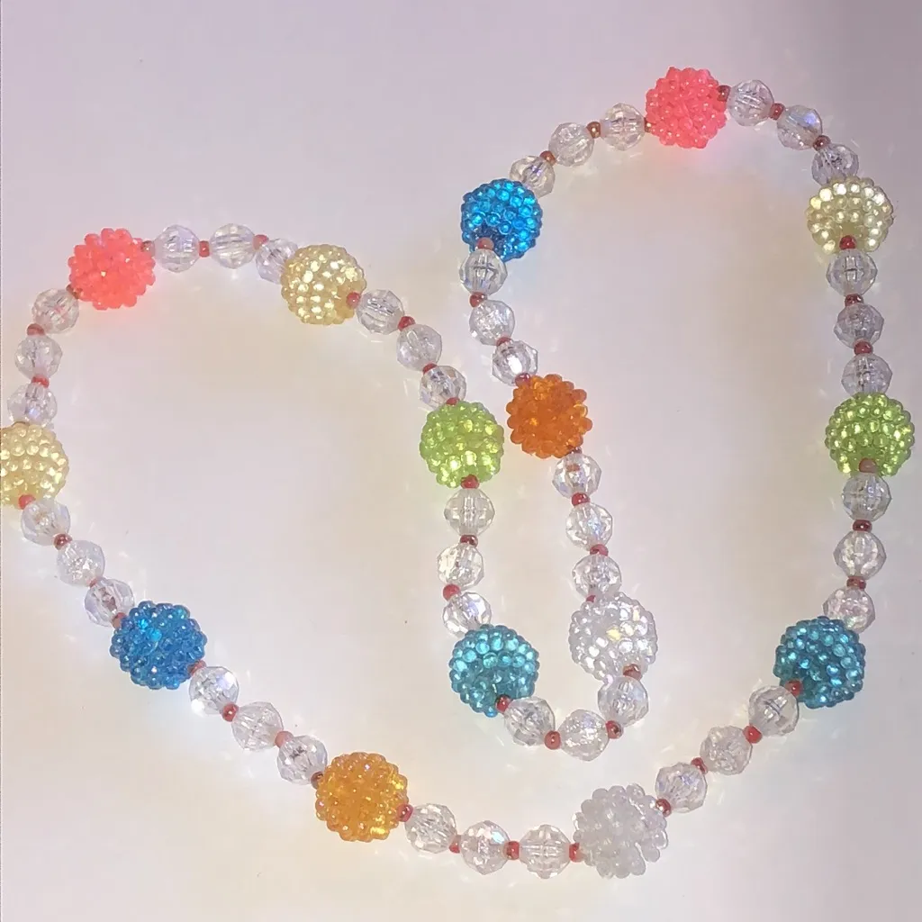 Colorful Retro Boho Vintage Beaded Necklace Pink - Image 2