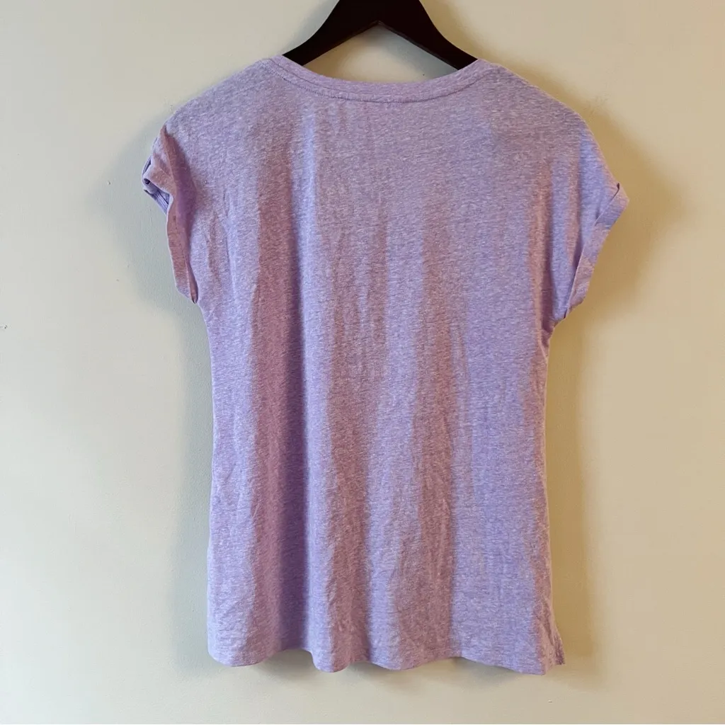 Lilly Pulitzer Purple Linen Blend Short Sleeve top Scoop Neck Button Sleeve XS - Image 5