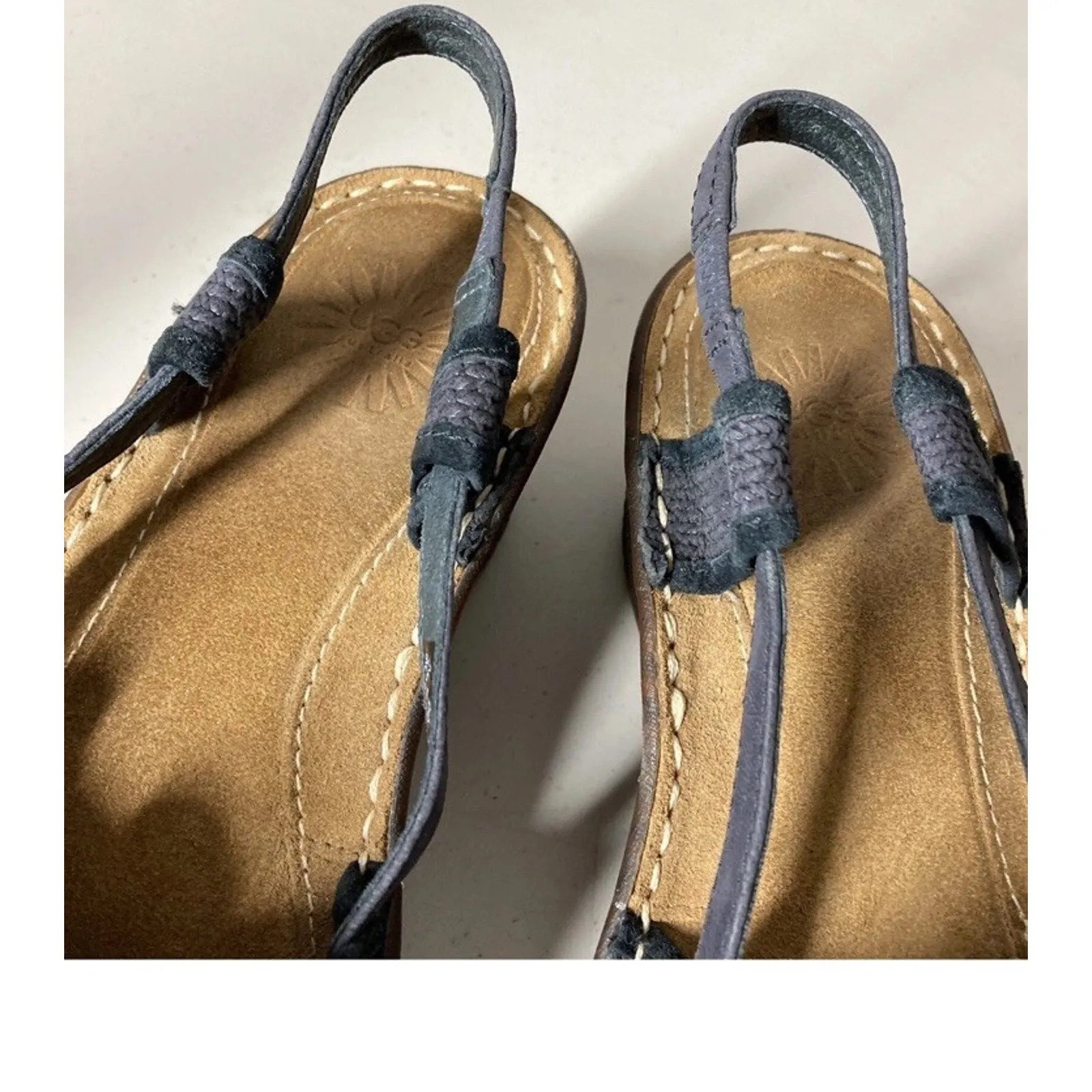 UGG Black Sling back Sandals Wedge Heels Summer Comfort Canvas Stretch Sz 10 - Image 7