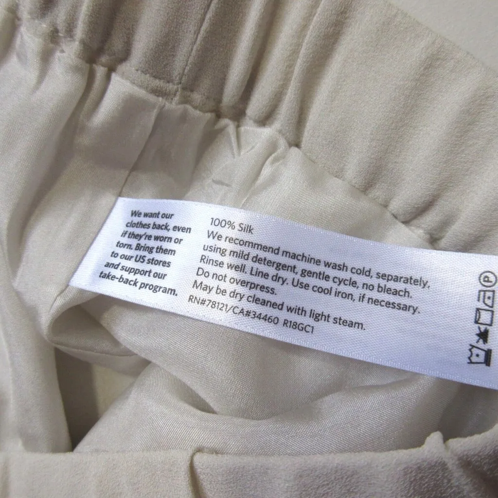 NWT Eileen Fisher Slouchy Ankle in Bone Silk Georgette Pull-on Crop Pants PS - Image 5