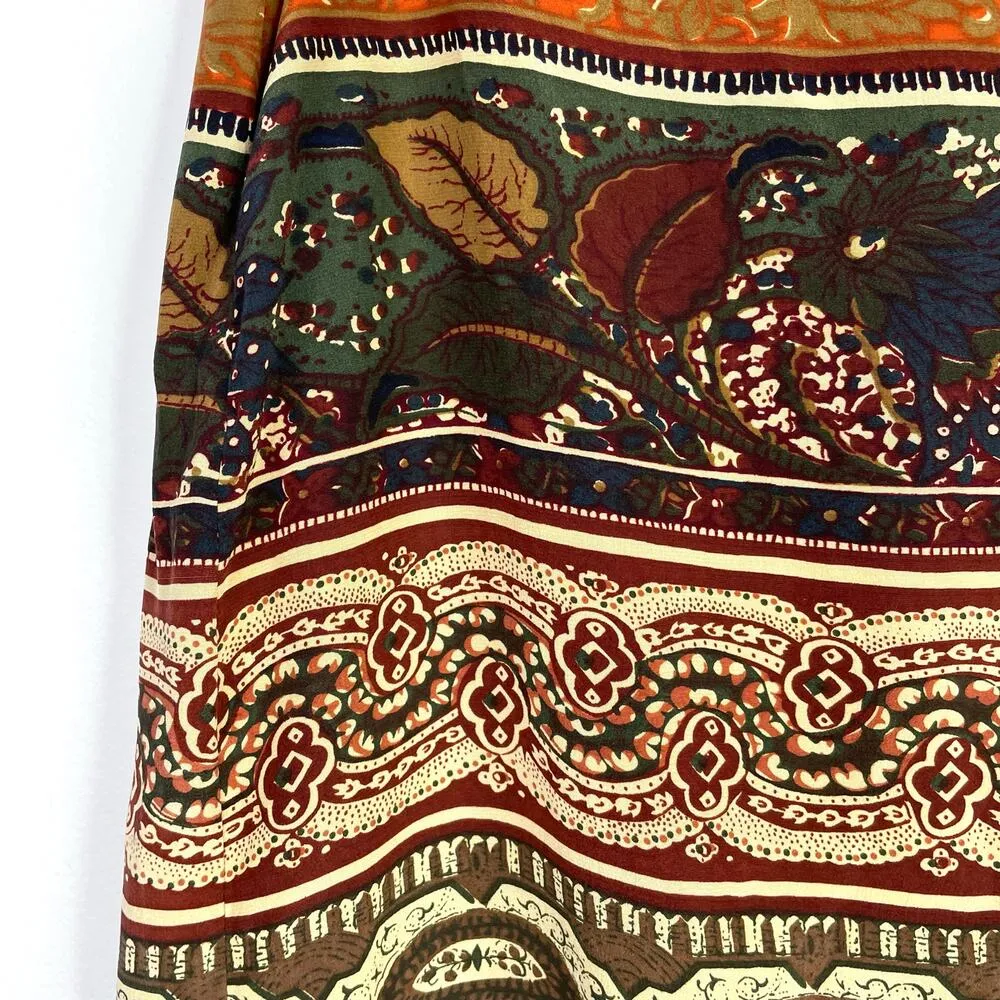 Vintage 90s  Silk Wrap Skirt Floral Western Bohemian High Waist 7 26 - Image 3