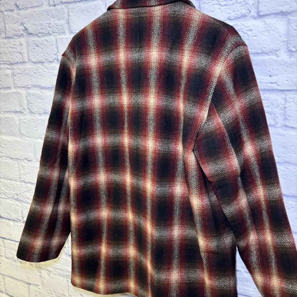 Vintage Eddie Bauer Jacket Womens Medium Wool Plaid Button Barn Chore Coat - Image 12
