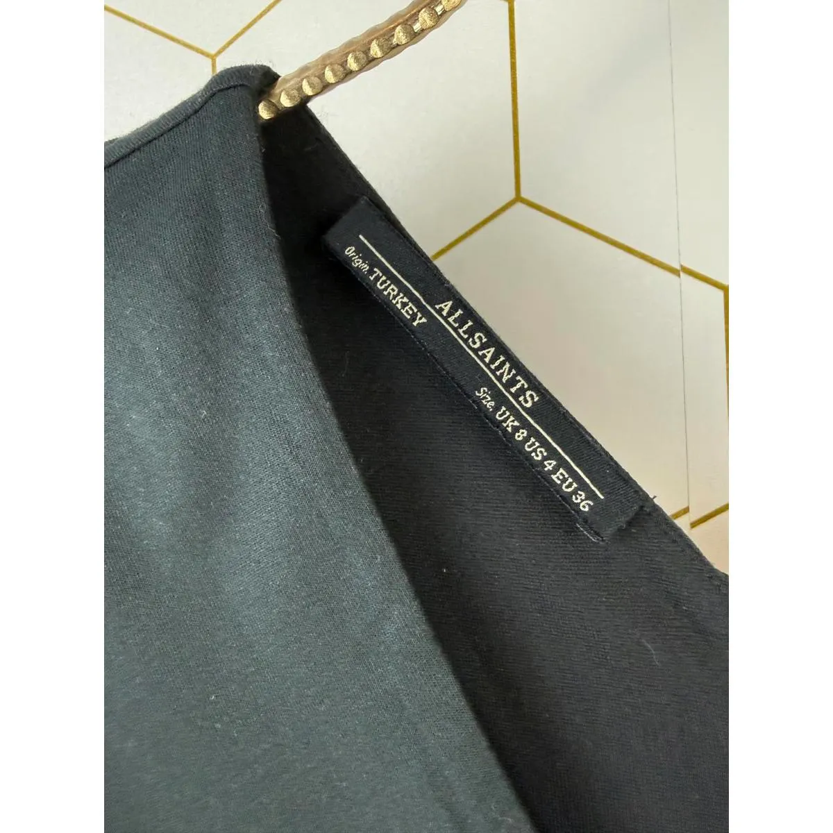 AllSaints Black Lamb Leather Accent Mini Dress with Lace and Zip Back - Size - 4 - Image 5