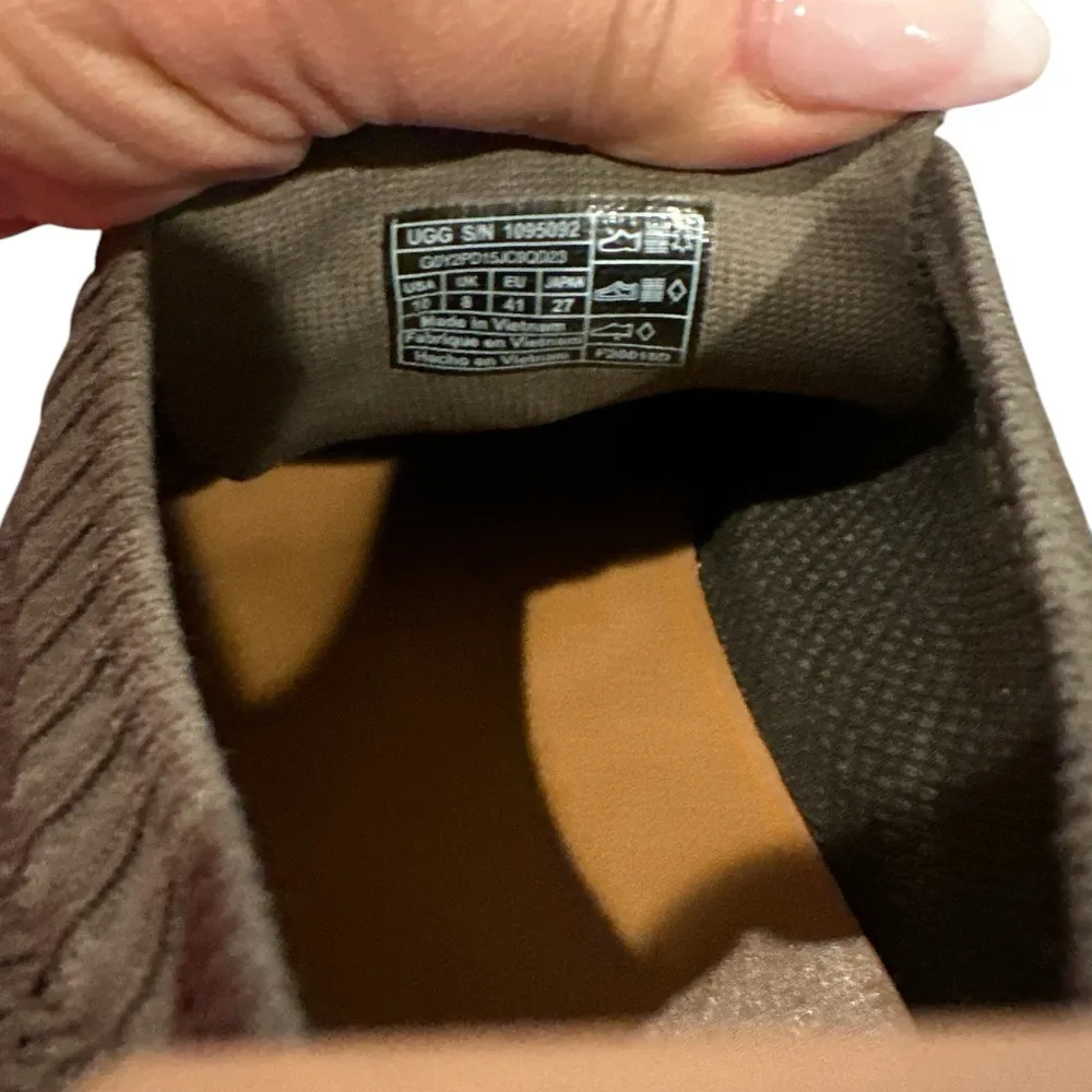 Ugg Sydney Olive Green Lace-up Textured Sweater Sneaker Leather Shoes 10 - Image 6