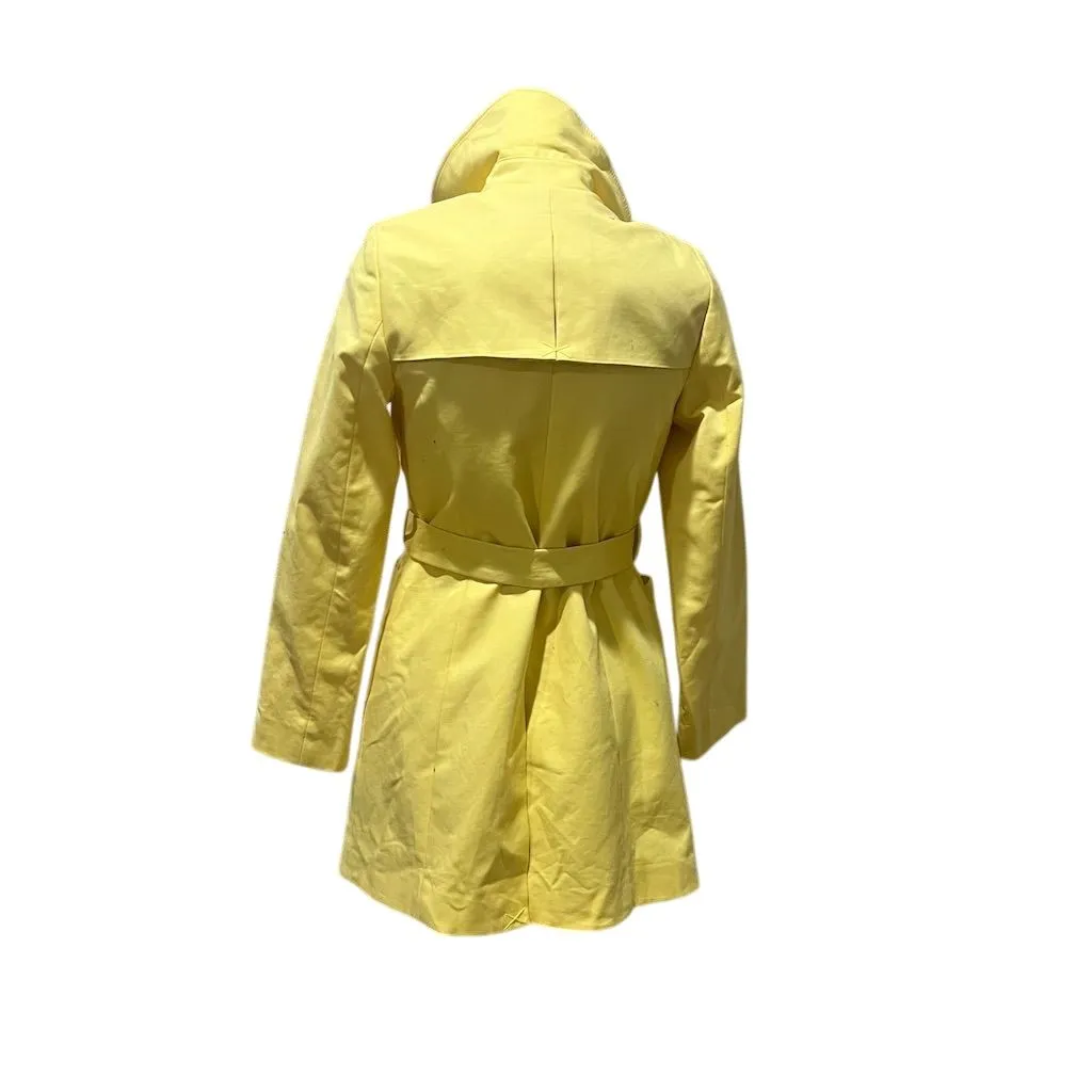 The Limited Women's XS Yellow Trench Coat Belted Hooded Long Jacket - Image 4