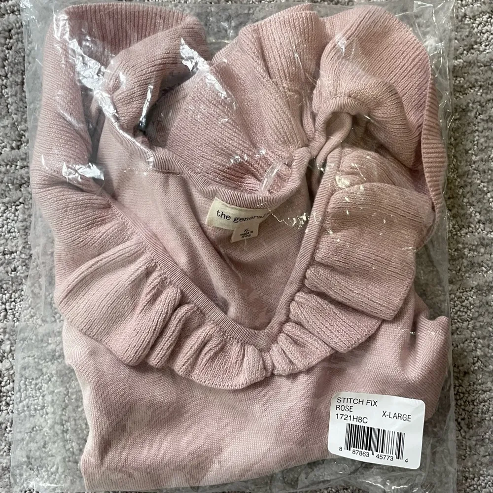 New The General Good Ruffle V-Neck Sleeveless Sweater Knit Top Rose Pink Size XL - Image 15