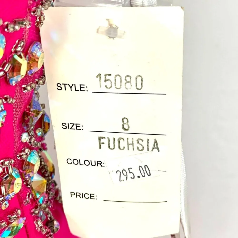 Envious Couture Prom One Shoulder Jeweled Fuchsia Pink Gown Size 8 Dress Pageant - Image 9