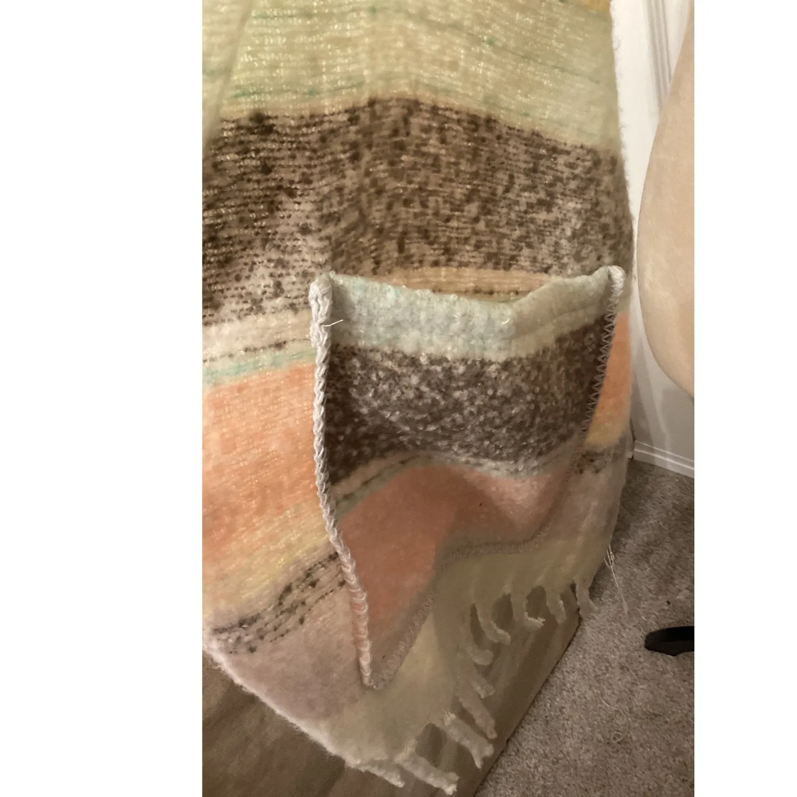 NWT True Craft Ivory Sail Combo Cozy Comfort Striped Fringe Wrap Scarf, OS - Image 4