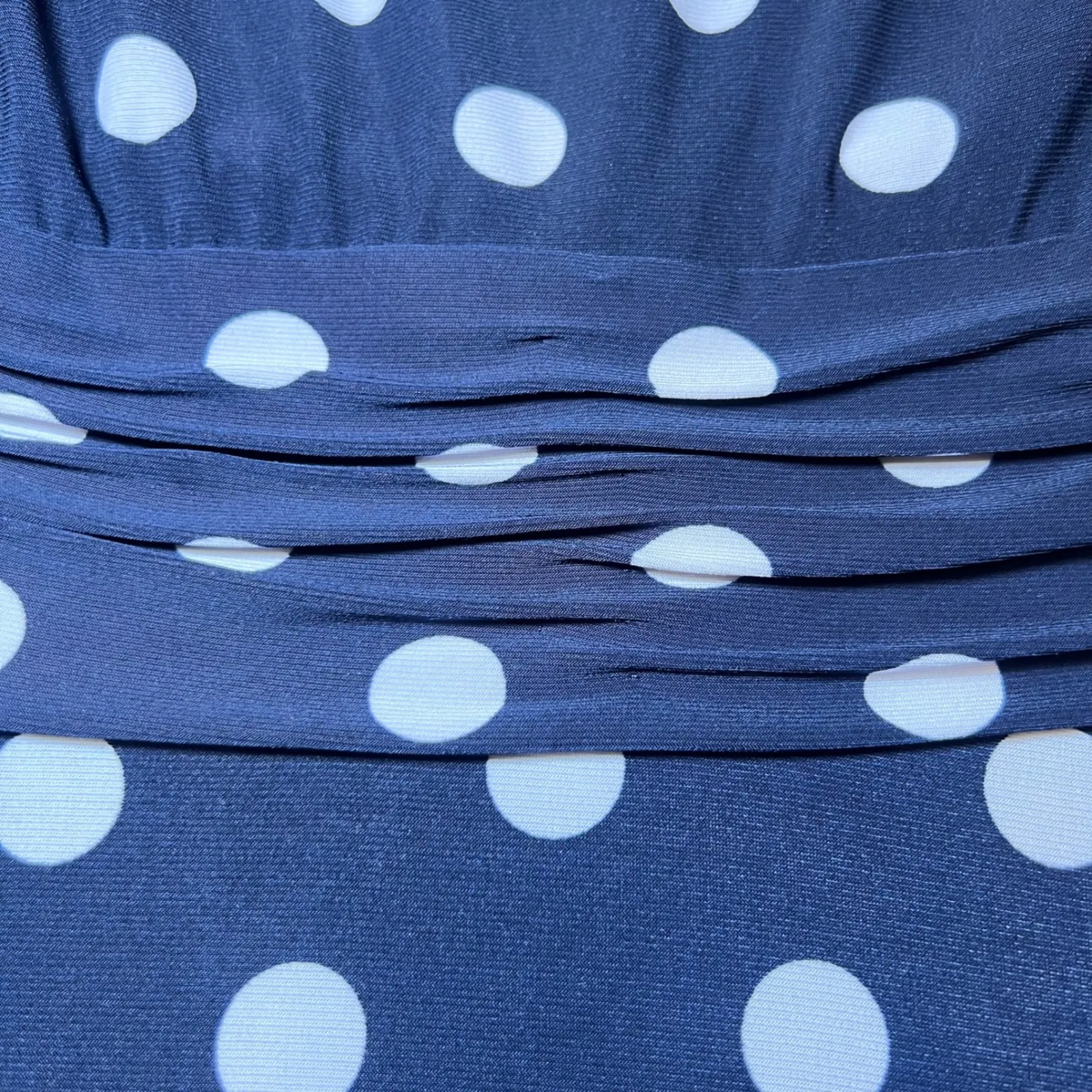 Chaps Dress Womens XL Navy Blue White Polka Dot Sleeveless Dress Midi Dressy - Image 9