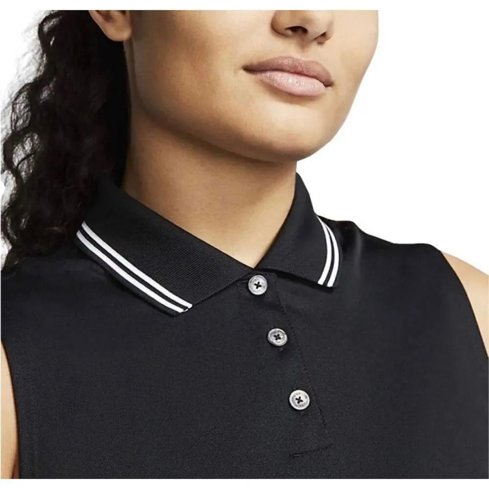 Nike Women's Sleeveless Golf Tour‎ Performance Polo Shirt Black White Size XS - Image 3