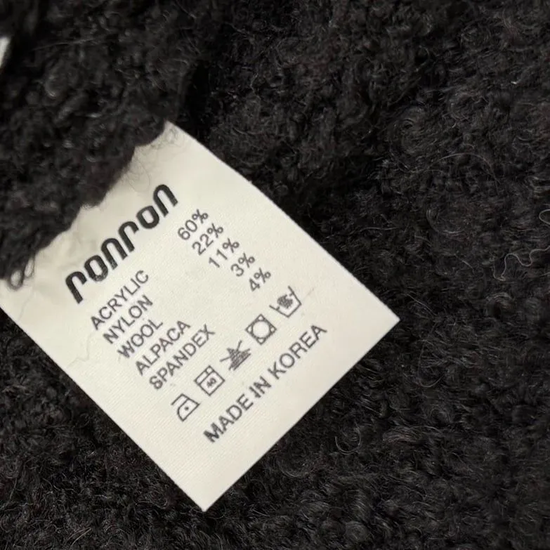 W Concept RonRon Collar Cable Boucle Alpaca wool blend Knit cardigan top Black - Image 7