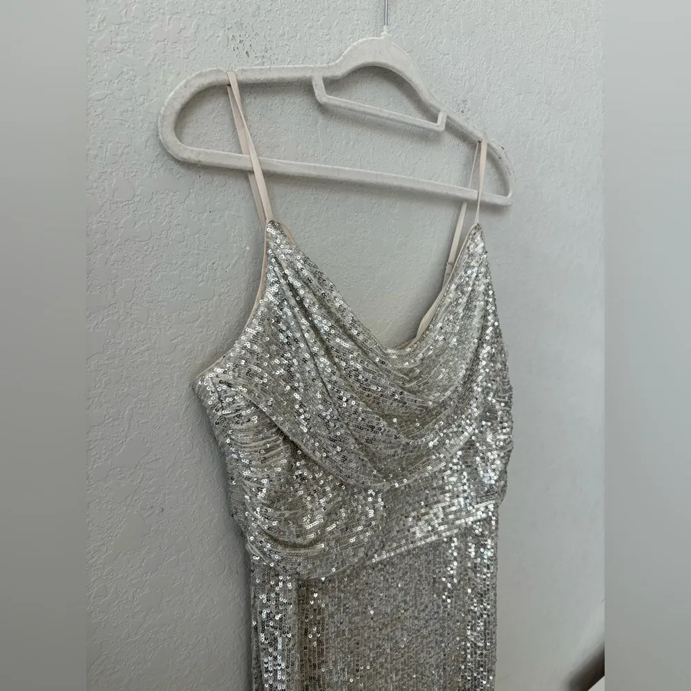 NWT Eliza J Champagne long Formal Sequin Dress size 12 - Image 6