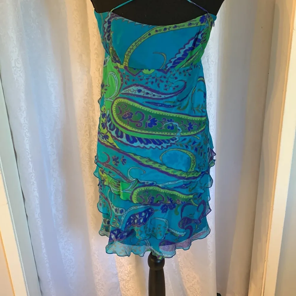 ZARA SILK RUFFLE DRESS Sz:M - Image 3