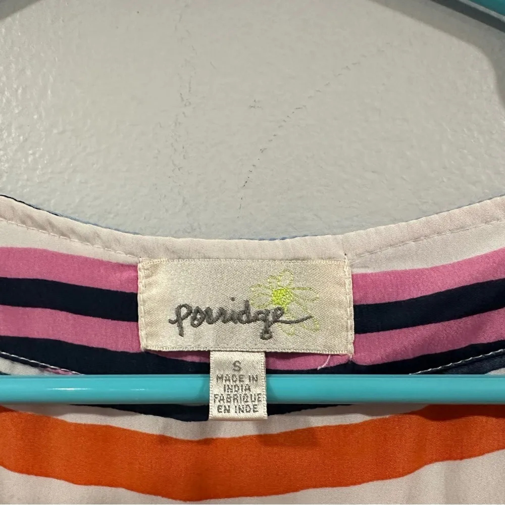 Anthropologie Porridge Mixed Media Colorful Stripe Gray Short Sleeve Small S - Image 4