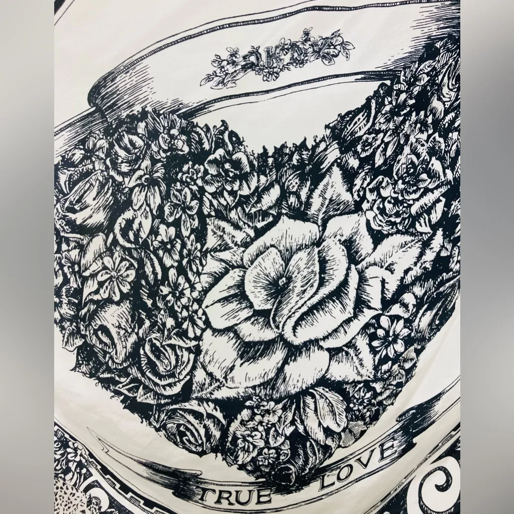 DKNY silk black & white floral & leopard print open front vest cardigan M/L - Image 3