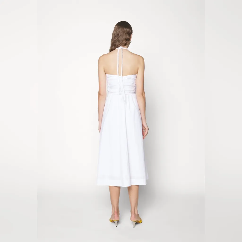 NWT Veronica Beard Tucker White Halter‎ Midi Dress - Image 5