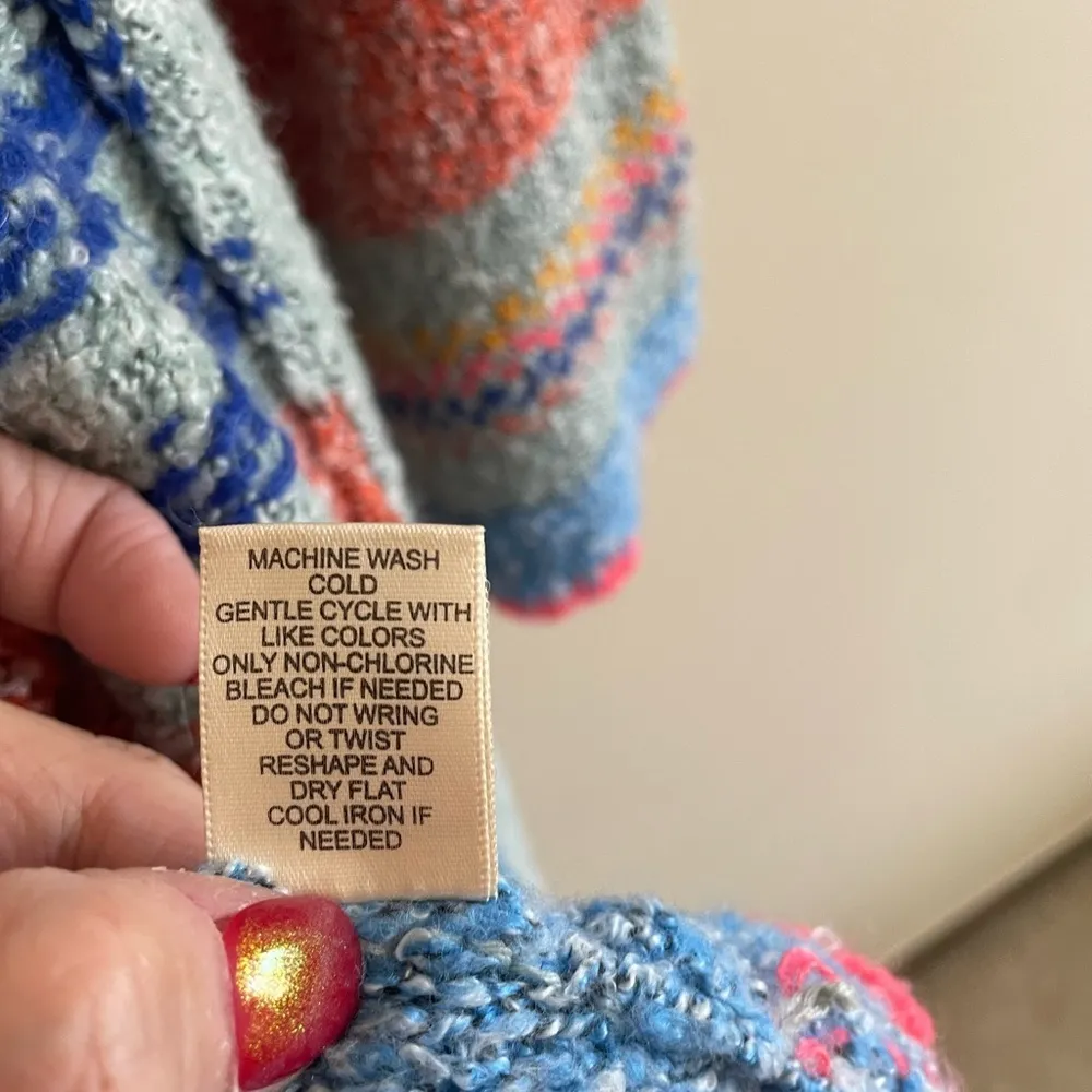 Sincerely Jules Wool Blend Women’s Size Small Open Front Multicolor Cardigan‎ Pink - Image 5