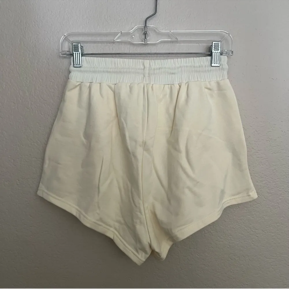 For Love and Lemons Morgan High Waisted Drawstring Sweat Shorts in Cream XS, NWT - Image 7