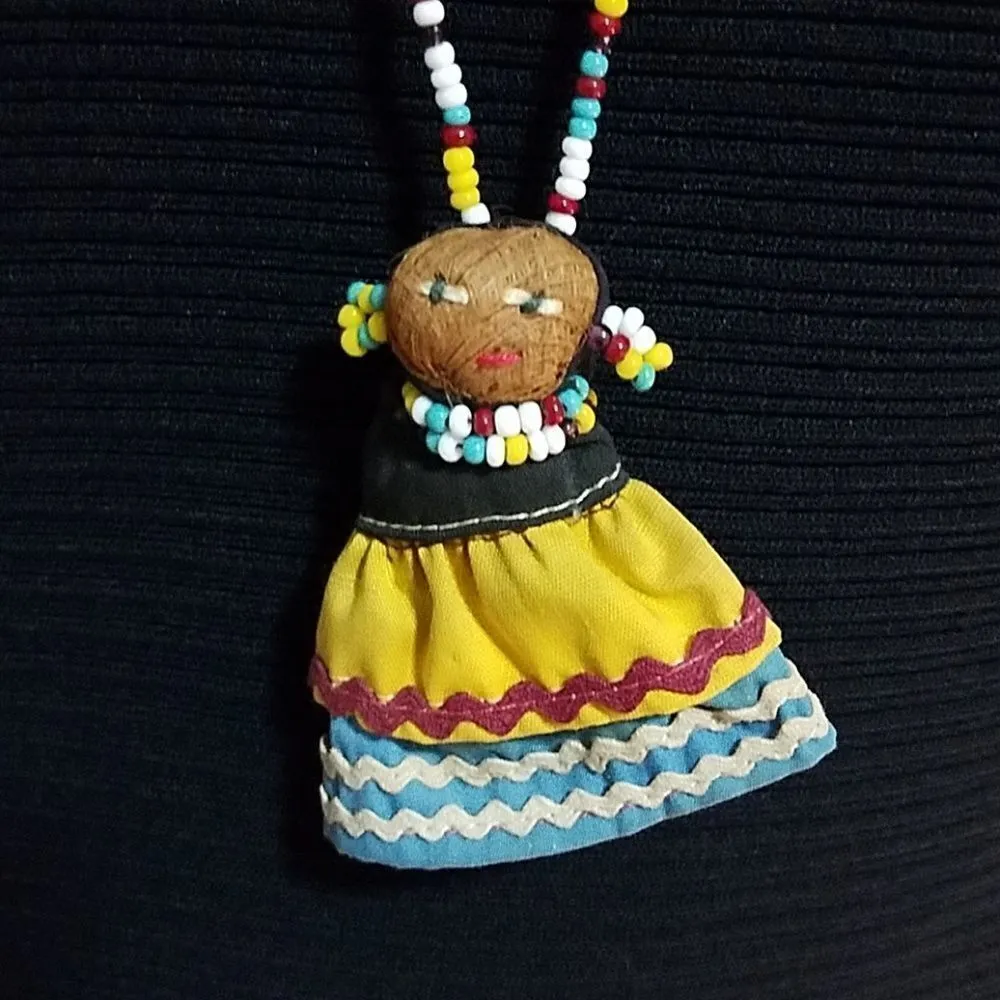 Coconut Husk Doll Necklace Yellow - Image 2
