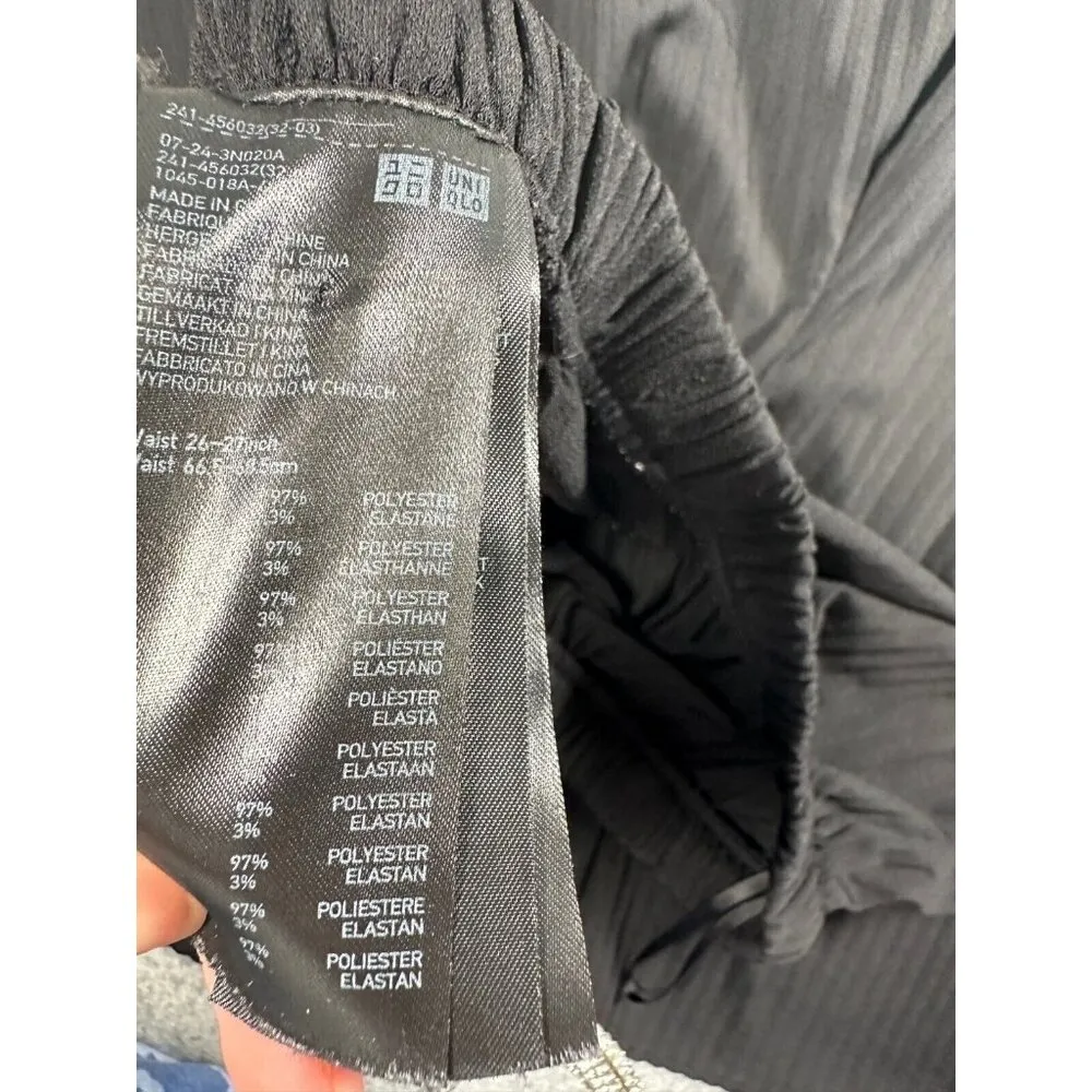 Uniqlo Pull On Pants Womens Small Elastic Black Wide Leg Stretch Lightweight - Image 11