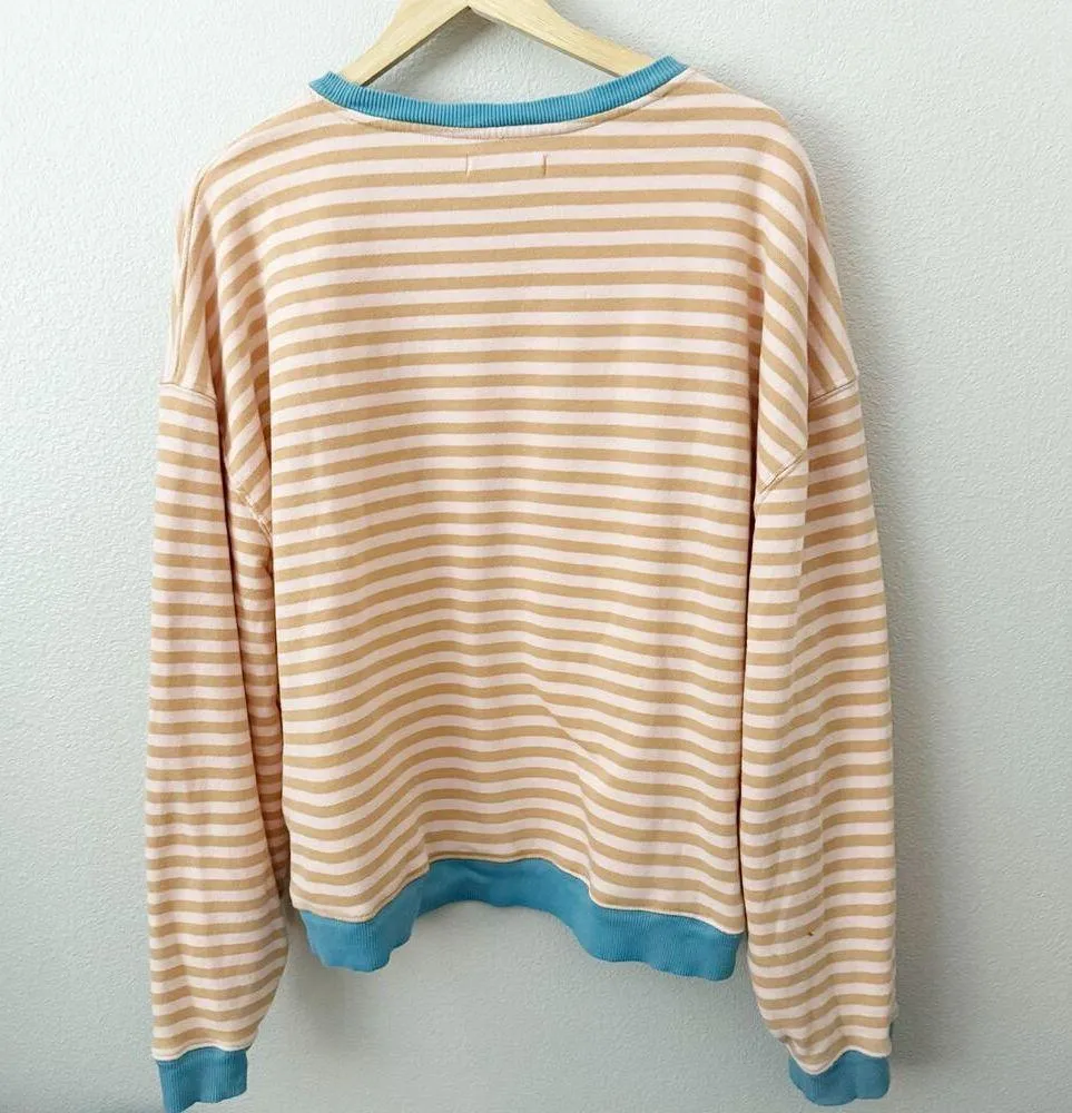 WE THE FREE PEOPLE | Classic Striped Oversized Crewneck Sweatshirt | Medium - Image 3