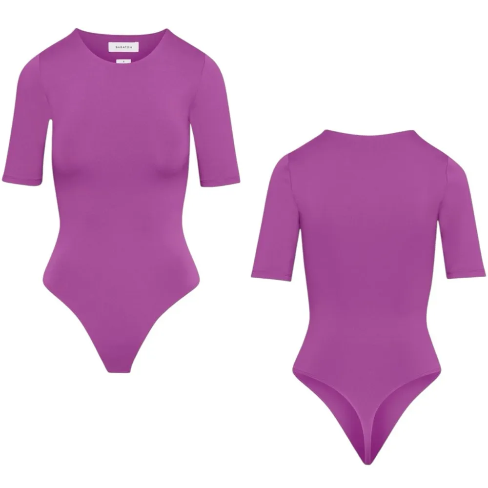 Babaton Contour Crew Half Sleeve Comfort Bodysuit in Color Ube Purple Size S - Image 2