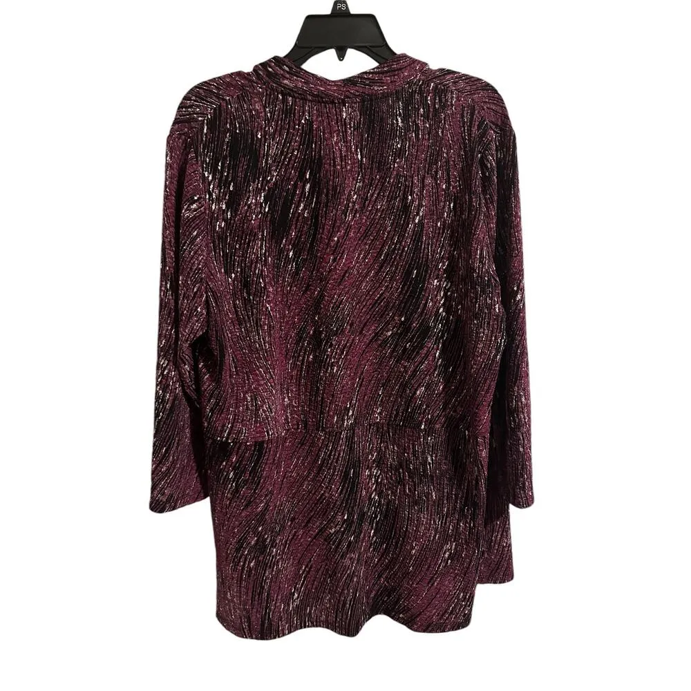 Allison Daley  Women's Large 3/4 Sleeve Purple Striped Open Cardigan - Image 7