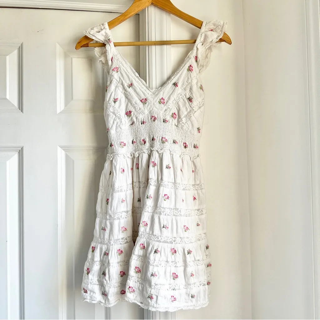 LoveShackFancy Finny Floral Sleeveless V Neck Floral Dress - Image 2