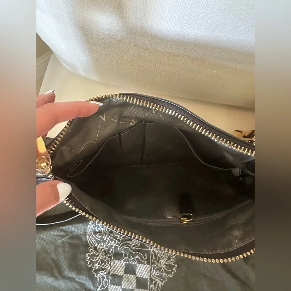 VINCE CAMUTO CROSS BODY BAG BLACK WITH ADJUSTABLE STRAP, GOLD HARDWARE DUST BAG - Image 11