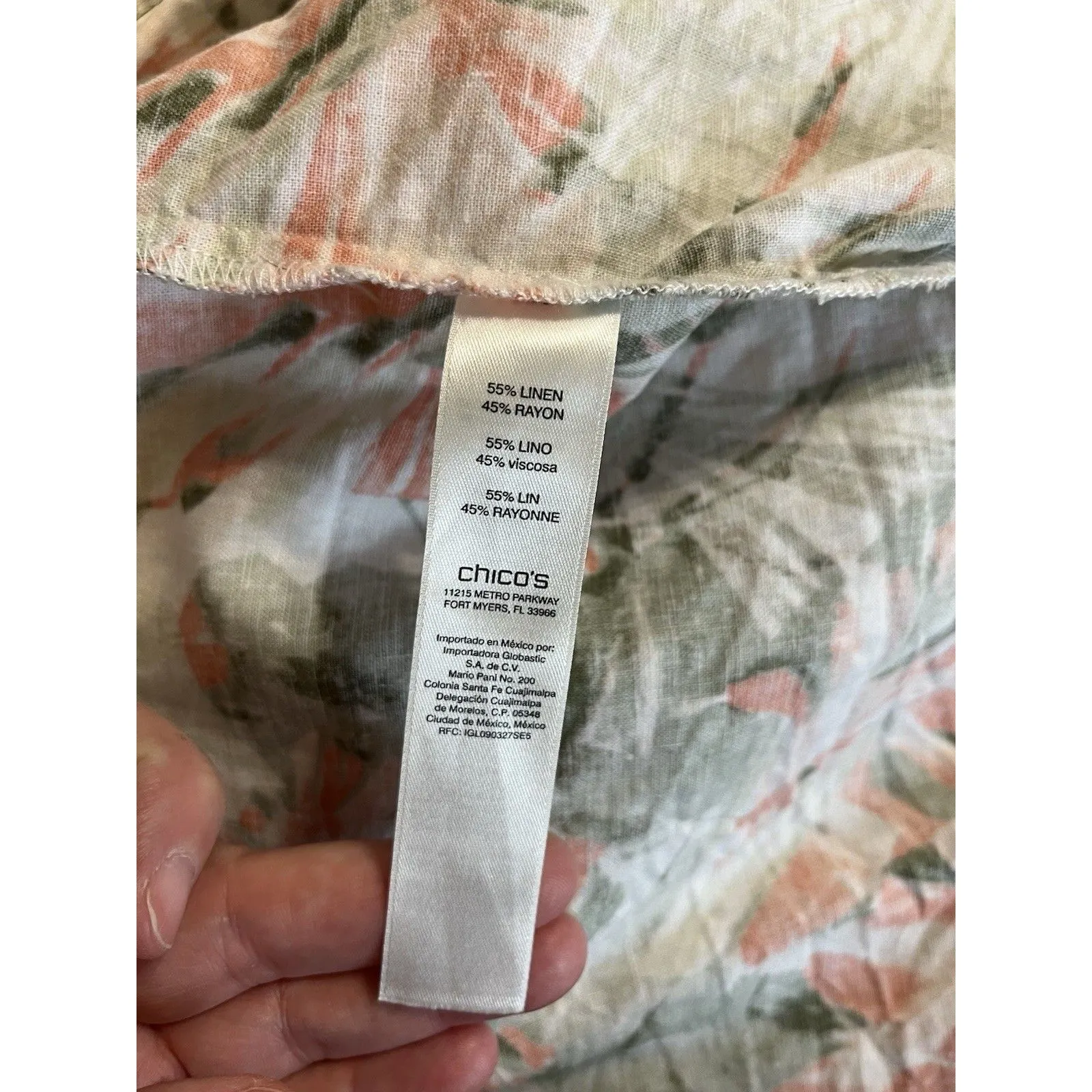 Chicos Havana Fringe Trim Linen Blend Jacket Tropical Floral Size 3 Womens XL - Image 9