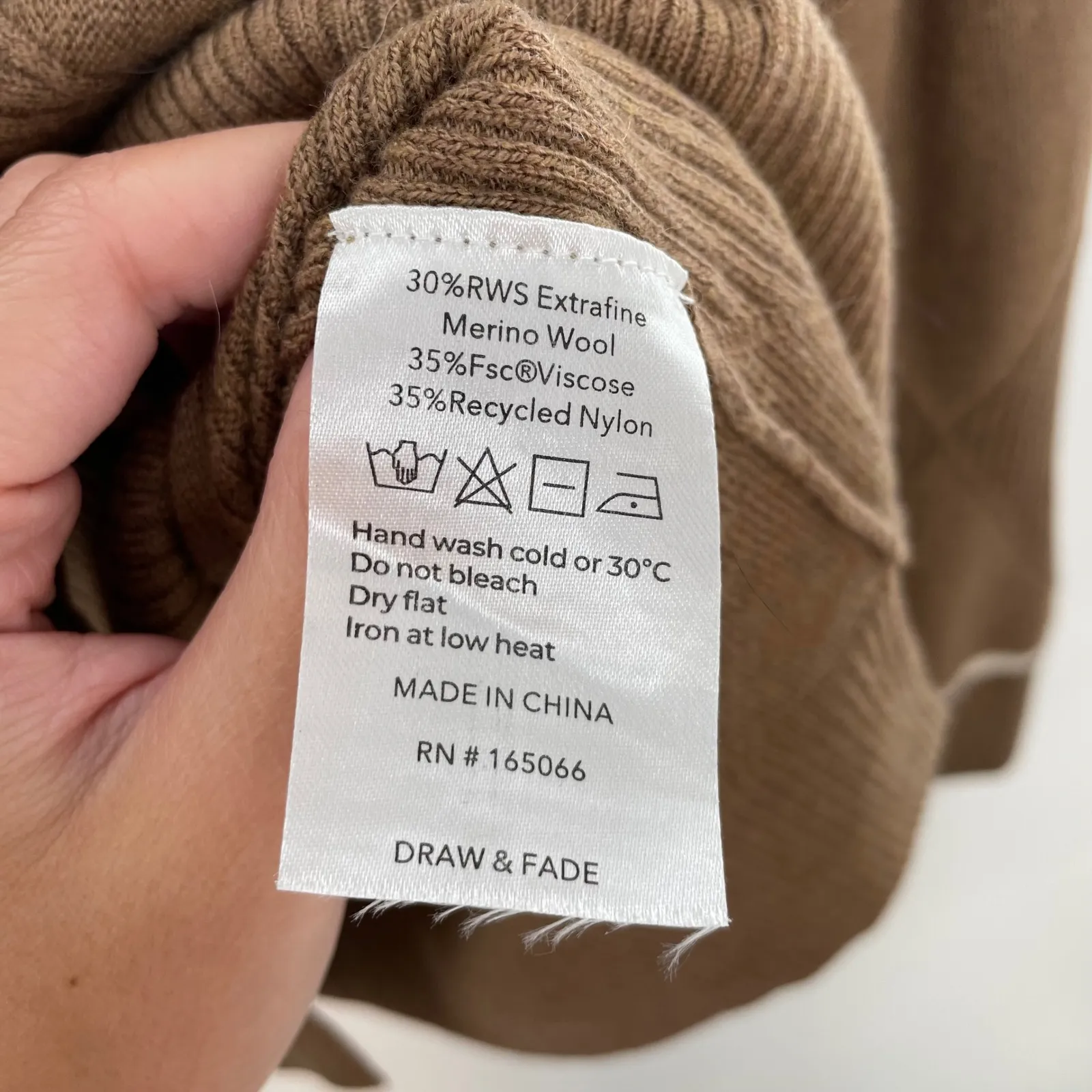 Draw & Fade Merino Wool Blend Diamond Knit Striped Cuff Crew Neck Sweater Size L Brown Size L - Image 8