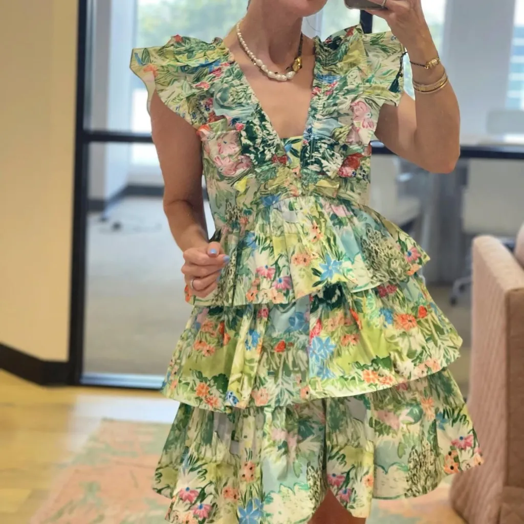 Hunter Bell Pamela Dress Garden Party Floral Tiered Mini Size 10 - Image 11