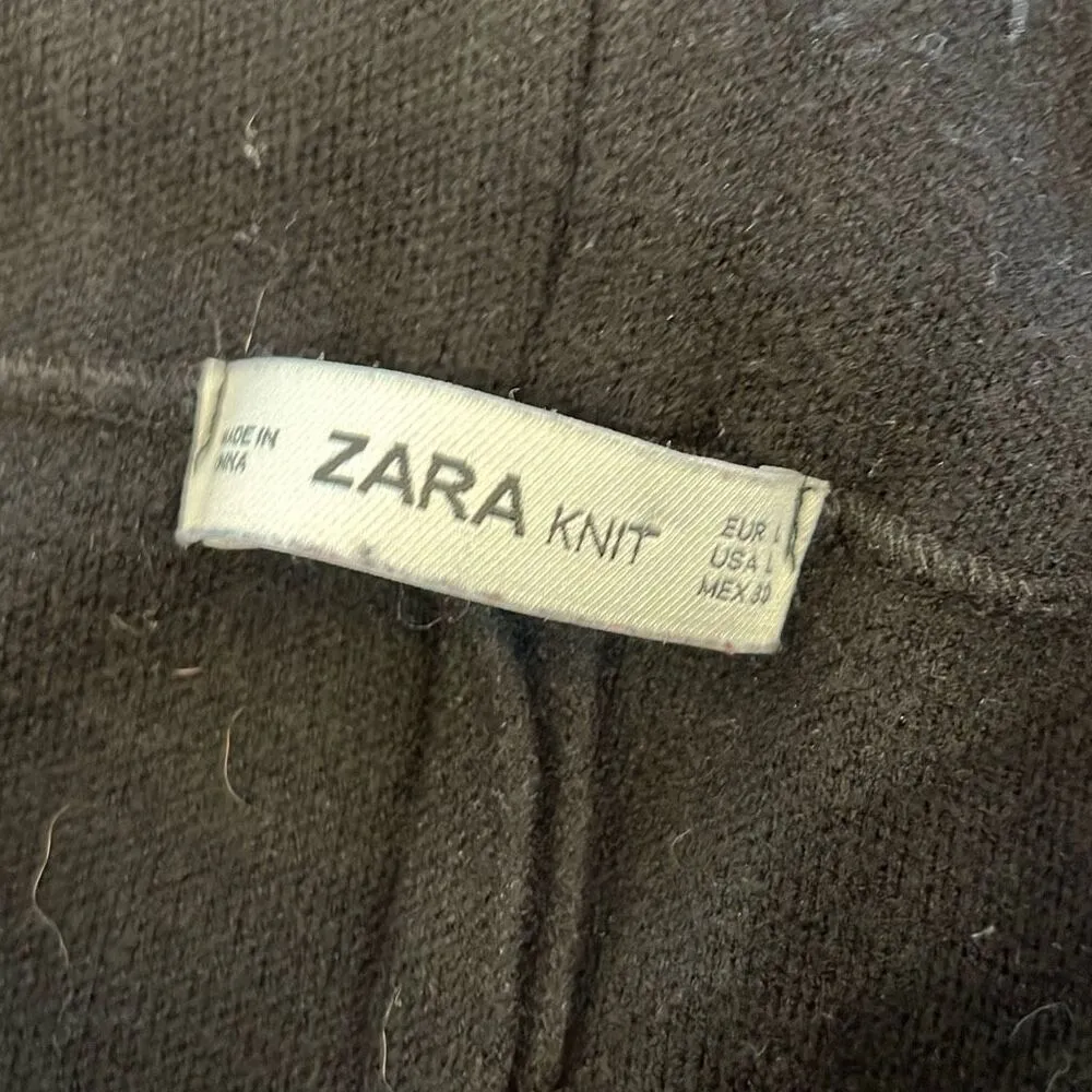 Zara Womens Knit Drawstring Waistband Cargo Jogger Pants Lounge Black Large‎ - Image 5