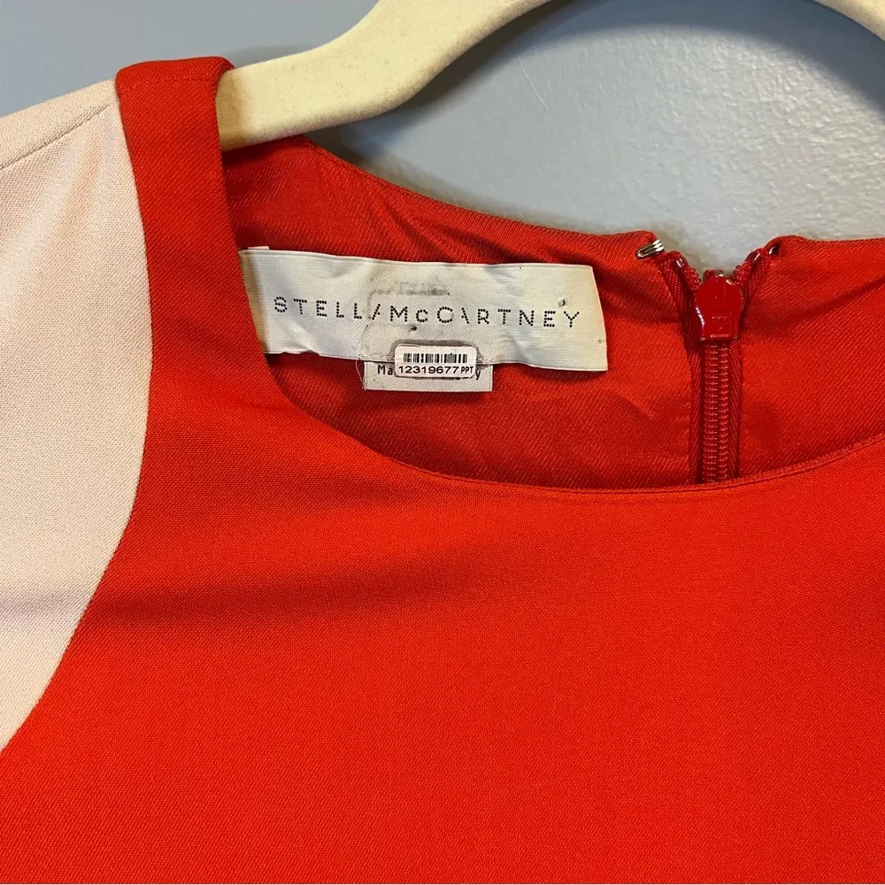 Stella McCartney Dress Contour-Colorblock Sheath Cady Dress Vermillion Sz 46 EUC - Image 5
