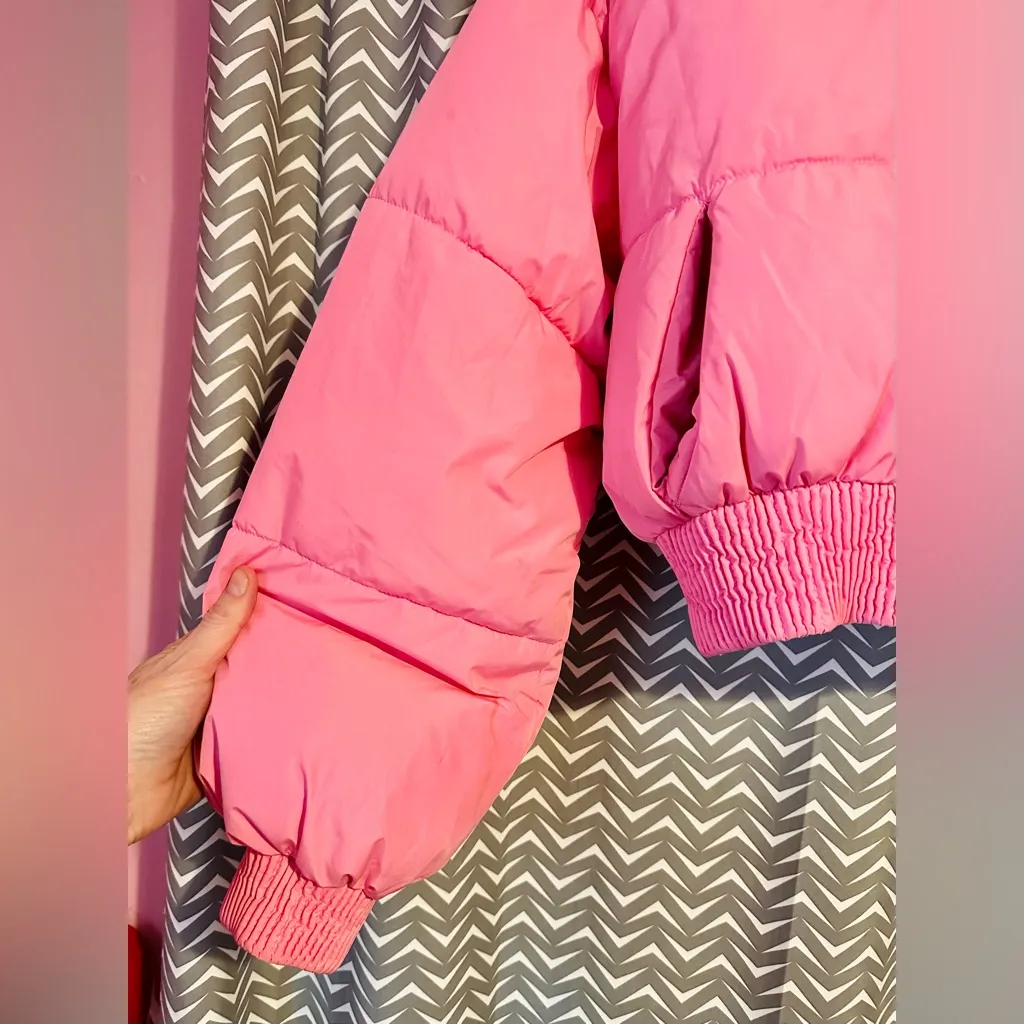 Zara | Bubble Gum Pink Cropped Puffer Jacket, Size M - Image 5