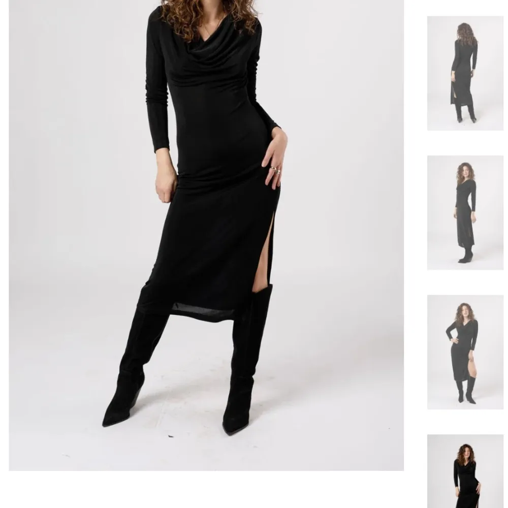 Black cowel neck bodycon dress. Long sleeves, side slits, very stretchy, Sz XS - Image 3