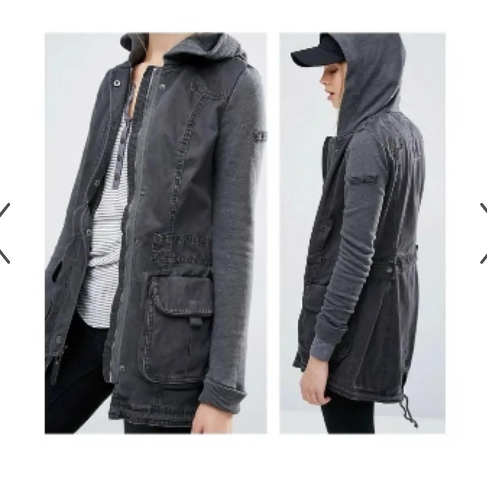 Abercrombie & Fitch Jacket Womens Charcoal Gray Military‎ Hooded Utility, S - Image 2