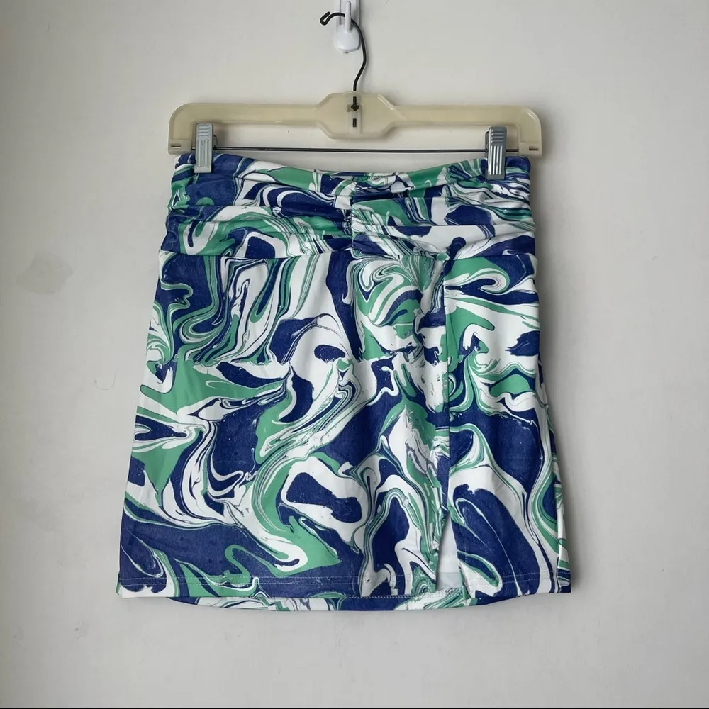 Zoe Blue Green White Swirl Mini Skirt 4 - Image 5